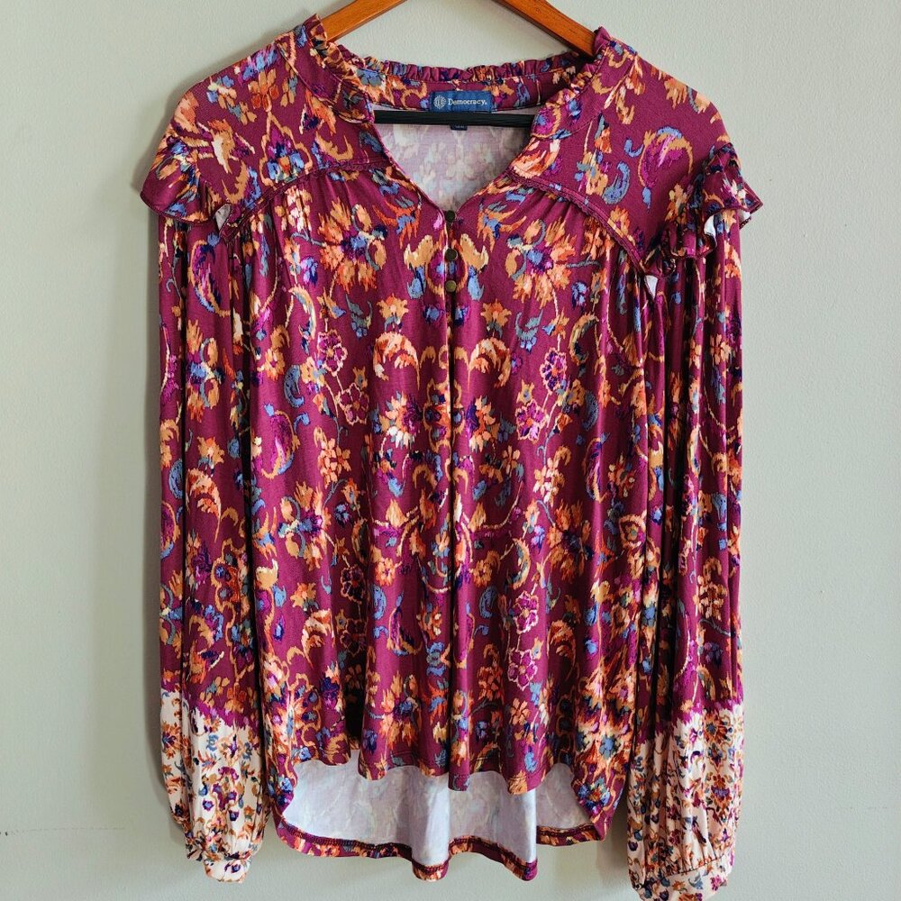 DEMOCRACY Floral Peasant Blouse - Picture 9 of 11
